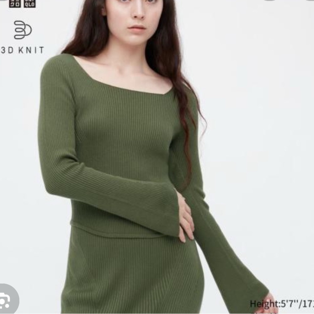 Uniqlo X Mame Kurogouchi 3D knit square neck tops